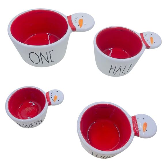 NWT Rae Dunn Snowman Measuring Cups - Set Of Four - Christmas Holiday Winter - Picture 2 of 12